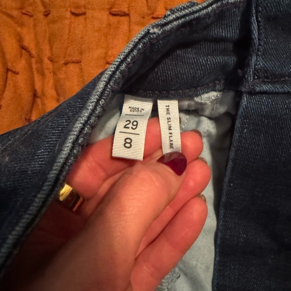 LOFT High Rise Slim Flare Jeans in Dark Wash - Picture 7 of 7